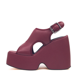 Sandales à talons compensés épais pour femmes, à boucle latérale, à bout ouvert, à plateforme épaisse, à bride arrière, à découpes - Product Image 4