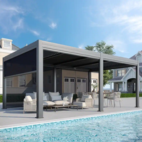 Pergola en aluminium Anyhoo avec auvent rétractable, système de double ombrage pour balcon, terrasse, couverture flexible contre le soleil et la pluie