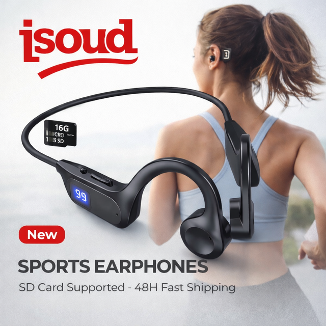 For 5.3 Bone Conduction Headphones Waterproof Open Ear Headsets LED Battery Mic Wireless Earbuds Swimming ENC