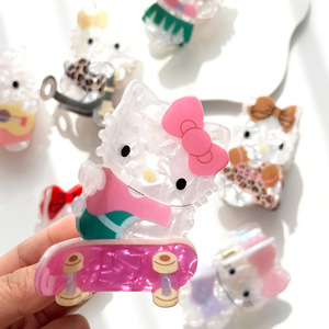 Pince à cheveux acrylique <span class=keywords><strong>Hello</strong></span> <span class=keywords><strong>Kitty</strong></span> Sweet 5cm Kids Anime Cartoon - Product Image 3