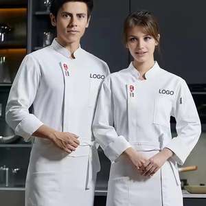 Klassieke Unisex <span class=keywords><strong>Chef</strong></span>-Jassen Met Lange Mouwen Poly/Katoenen Twill Stof Zak Voor Café Bar Ober Chinese Restaurant Uniformen Bakken - Product Image 4