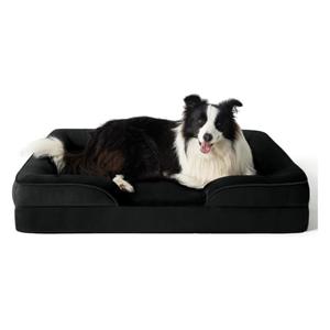 Cama de perro de espuma viscoelástica ortopédica de felpa gris personalizada al por mayor, cama de mascota rectangular no masticable con almohada de <span class=keywords><strong>4</strong></span> lados - Product Image 4