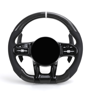 Volante de fibra de carbono de cuero medio perforado para <span class=keywords><strong>Mercedes</strong></span> <span class=keywords><strong>Benz</strong></span> W211 W212 W213 GLB X247 W204 W205 W206 W221 W222 C63 <span class=keywords><strong>AMG</strong></span> - Product Image 1