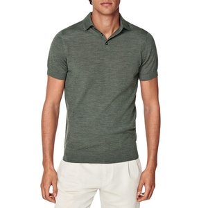 <span class=keywords><strong>Polo</strong></span> à boutons en <span class=keywords><strong>laine</strong></span> mérinos pure verte pour hommes, <span class=keywords><strong>polo</strong></span> en tricot à manches courtes - Product Image 1