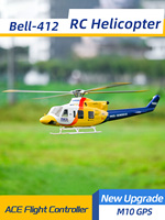 Hélicoptère RC FLYWING Bell 412 RTF, échelle 1:16, classe 470, 4 pales, contrôleur de vol GPS ACE, 6 canaux, modèle réduit jaune