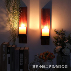 <b>Wall</b> <b>Mounted</b> Wooden Candle Holder <b>Shelf</b> Rectangle Decorative For Bedroom Living Room - Product Image 3