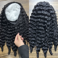 Demi-perruque 3-en-1 naturelle Deep Wave avec cordon de serrage invisible Perruque ondulée en cheveux humains sans colle pour un usage quotidien sans effort