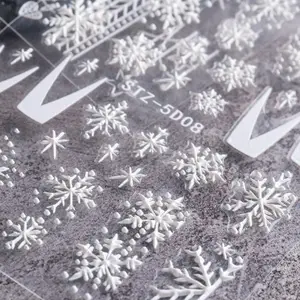 Decorazioni per unghie in stile fiocco di neve personalizzate, nail art con bandiera, adesivi con clip art, natalizie