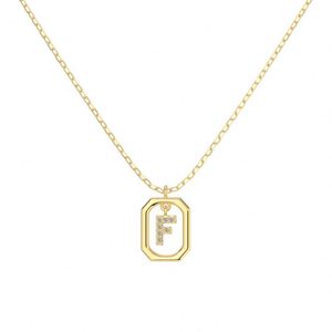 Dylam 5A Cubic Zirconia -F- Alphabet <b>Pendant</b> Necklaces Charms Women <b>Initial</b> Letter Link Chain Necklace 2 Colors 45cm New Design - Product Image 4