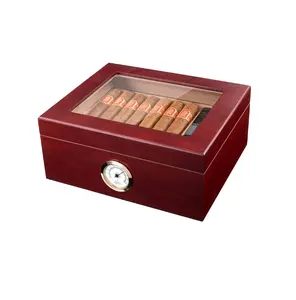 Hot Selling NUELEAD 25-50 Cigar Desktop Humidor Humidifier Glasstop