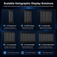 Ventilador Holográfico 3D de 1*3 Tamaño Humano y 65cm con Pantalla LED, Soporte Personalizado, Carcasa Acrílica 4K para Video Wall