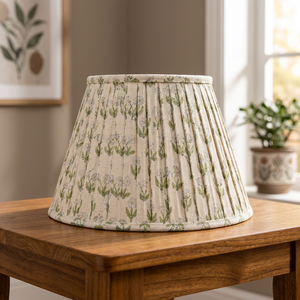 Abat-jour en lin de qualité supérieure à imprimé floral |   Abat-jour en tissu plissé fait main |   Abat-jour pour lampe de table, de sol et suspendue, motif botanique - Product Image 4