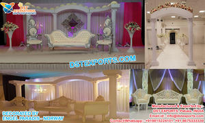 Escenario de Boda Tamiliano con Pilares de Paisley en FRP, Elegante Escenario de Boda Gujarati con Pilares de Paisley, Majestuoso Mandap de Fibra para Bodas en Texas, EE. UU. - Product Image 2