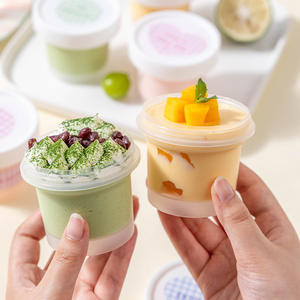 Tasse à crème glacée Emballage jetable en plastique <span class=keywords><strong>d</strong></span>'<span class=keywords><strong>herbe</strong></span> de fée cuite au four de qualité alimentaire tasse de yaourt avec couvercle - Product Image 1