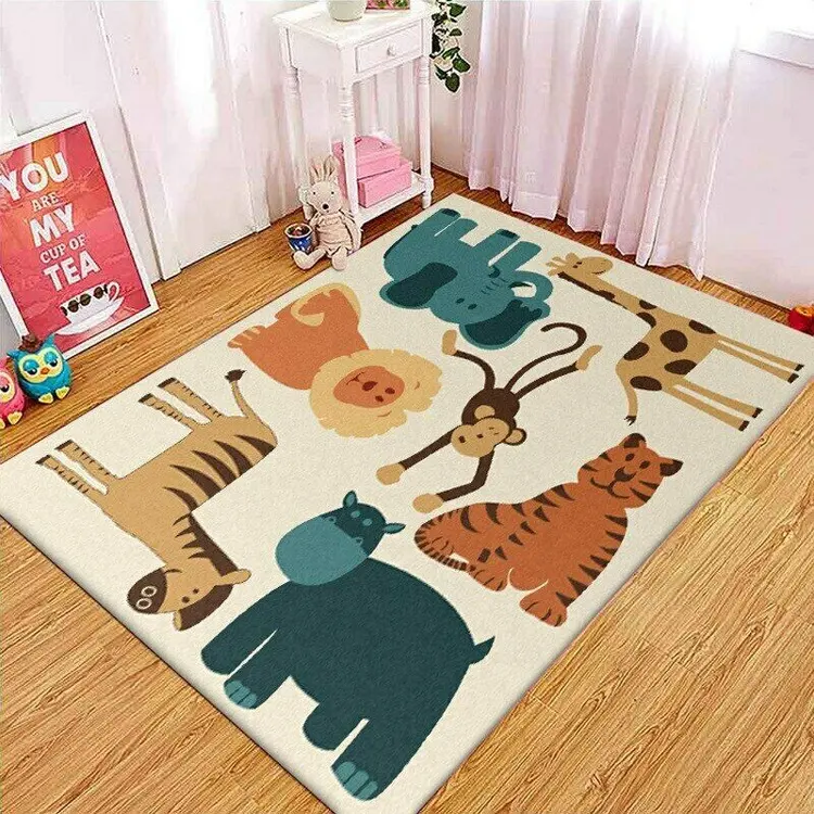 Cute Living Room Carpet Modern Style Cartoon Pattern Children Crawling Play Mat