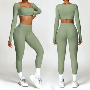 2025 Lulu Nieuwe Womens Plus Size Gymkleding Yoga <span class=keywords><strong>2</strong></span>-delige Sets Fitness Gekreukte Butt Leggings Workout Lange Mouw Yoga Sets - Product Image 3