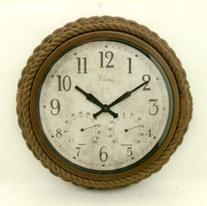 Rustic Vintage Farmhouse Wall <b>Clock</b> with Hemp Rope Retro Old-Fashioned Antique Design Farmhouse Wall Decor - Product Image 2