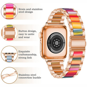 Dây đeo đồng hồ Charm Resin dành cho Apple <span class=keywords><strong>Watch</strong></span> Iwatch 8 Ultra 1 2 3 4 5 6 7 8, dây đeo thép không gỉ, có thể thay thế - Product Image 5