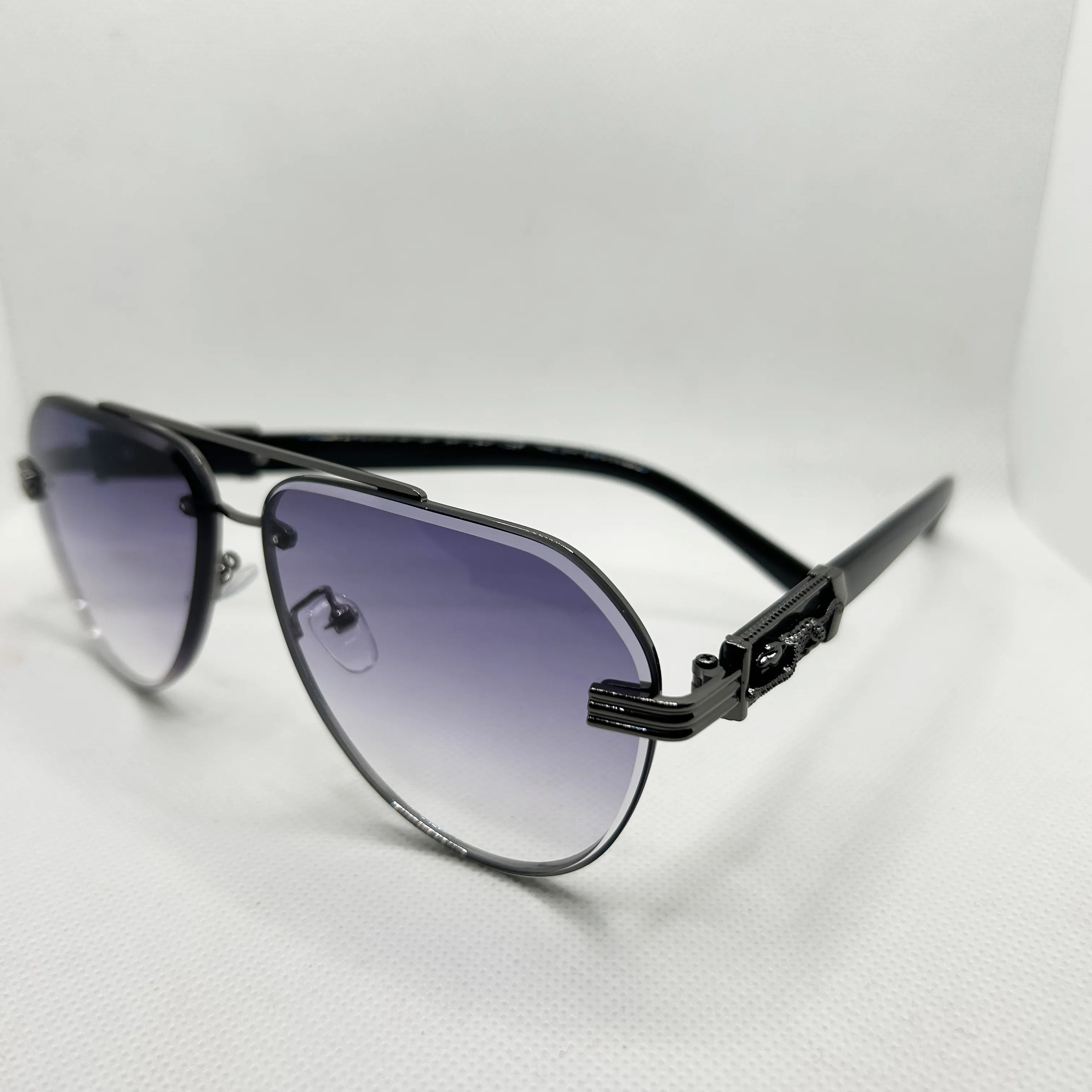 Kacamata hitam tanpa bingkai Retro, kacamata hitam ukuran besar mode pria dan wanita 2024, kacamata hitam gradien UV400 Kembar baru