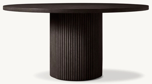 Table à manger circulaire en bois de chêne noir, base sculpturale moderne, meubles pour design d'intérieur contemporain - Product Image 2