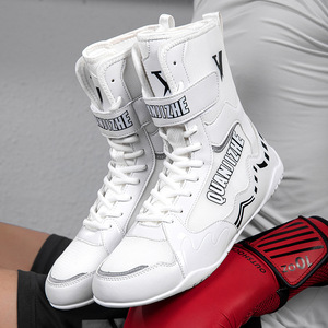 Zapatos de Boxeo Quanjizhe de Caña Alta con Cordones, de Cuero Sintético Antideslizante para Entrenamiento en Interiores y Lucha - Product Image 2