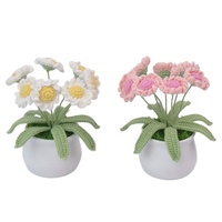 Planta Artificial Tejida a Mano en Maceta con Diseño de Margarita, Decoración para Escritorio, Regalo de Graduación o Regreso a Clases