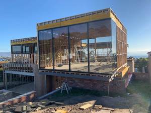 Fenêtre panoramique verticale fixe de grande taille pour villa, mur-rideau, <span class=keywords><strong>baies</strong></span> <span class=keywords><strong>vitrées</strong></span> d'angle avec verre trempé de sécurité insonorisé et isolant - Product Image 1