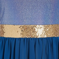 Robe de danse liturgique pour femmes, jupe en mousseline de soie à paillettes métalliques au-dessus du genou, débardeur assorti