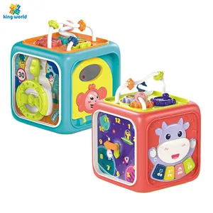 Cubo eléctrico multifuncional para educación temprana para niños, juguete de juegos de bebé hexaedro, caja de cubo de Actividad 6 en 1 para bebés y niños pequeños
