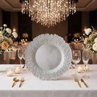 Assiettes de Présentation Écologiques Or et Argent en Plastique, 13 Pouces, Luxueuses et Décoratives, pour Centre de Table de Mariage et Présentation Alimentaire