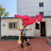 Ballon Marionnette Flamant Rose Gonflable pour Événements Extérieurs et Parades, Marionnette Flamant Gonflable pour Idées de Fêtes de Carnaval