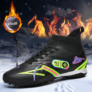 Chaussures de football chaudes d'hiver avec doublure en peluche, crampons AG TF pour hommes, femmes, enfants, chaussures d'entraînement unisexes - Product Image 4