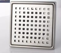 Grille de drainage de sol de douche moderne en acier inoxydable poli, carrée, 15*15 cm, insert de carrelage, couvercle amovible, grille de salle de bain