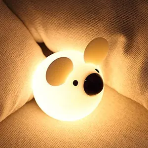 Schattige Muis-Vormige Lichten Dieren Siliconen Licht Usb Dimbaar Bedlampje Led Kinderen Slaaplamp Voor Slaapkamer