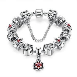 Pulsera De Plata De Ley 925 Designer Rhinestone Beaded <strong>Charm</strong> Fashion 925 <strong>Silver</strong> Plated Snake Chain <strong>Bracelets</strong> for Women - Product Image 1