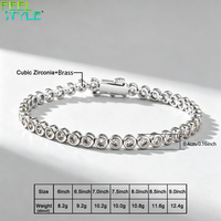 Bracelet tennis rond de 4 mm serti de zircone cubique, en laiton, bracelet tennis serti de zircone cubique, bijoux de mode pour femmes