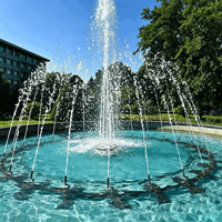 Fuente Musical de Agua Danzante de Lujo, Diseño Personalizado, Acero Inoxidable, para Jardín y Parque