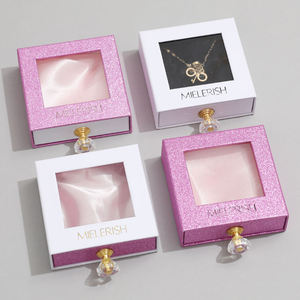 Custom Logo Eco Sliding Drawer Jewelry <b>Box</b> PVC Window Cardboard Jewellery Packaging <b>Box</b> for Necklace <b>Earrings</b> Rings - Product Image 1