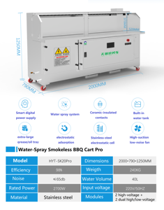 Carrito de Barbacoa Electrostático <span class=keywords><strong>con</strong></span> Circulación de Agua |   Parrilla sin Humo <span class=keywords><strong>con</strong></span> Sistema de Pulverización de Agua y Filtración Multietapa para Barbacoa - Product Image 3