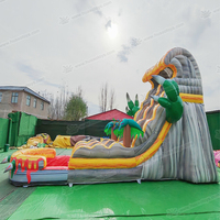 Toboggan gonflable sur le thème de la jungle T-Rex, qualité commerciale, toboggans aquatiques gonflables pour la cour avec piscine pour enfants et adultes avec souffleur