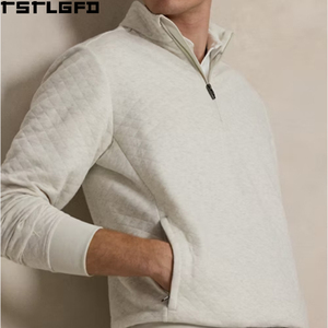 Sudadera acolchada de cuello alto para hombre, diseño de rombos, peso pesado, fabricantes de ropa al por mayor - Product Image 4