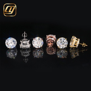 Pendientes de tuerca con engaste de garra de moissanita VVS de corte brillante, chapados en oro de 18K, elegantes y clásicos para uso diario, joyería para mujer al por mayor - Product Image 2