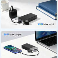 Chargeur portable Nobis 65W PD à charge rapide, 20000mAh haute capacité, écran LED, pour téléphone et ordinateur portable, avec câble 2 en 1