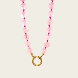 Collana alla Moda Antiallergica Placcata Oro 18k con Chiusura a Scatto Rotonda e Ciondolo con Perline in Pietra Oceanica - Product Image 5