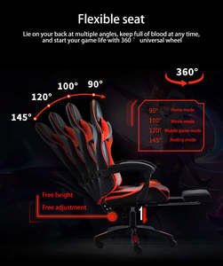 Luxury Reclining Ergonomic Synthetic Leather Swivel Racing <strong>Gaming</strong> <strong>Chair</strong> with 3-Stage Gas Lift and Adjustable Features - Product Image 6