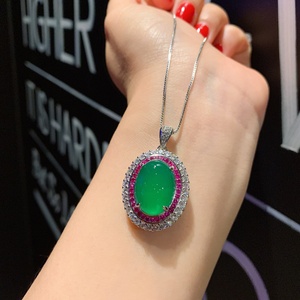 Fashion Eco-friendly Copper Jewellery Sets for Women High Quality 14mm Imitation Jade Zircon Premium Necklace Earrings Set - Product Image 4