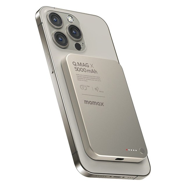 MOMAX Q.MAG X Metal Magnetic Wireless Charger 5000mAh Cell Phone Power Bank
