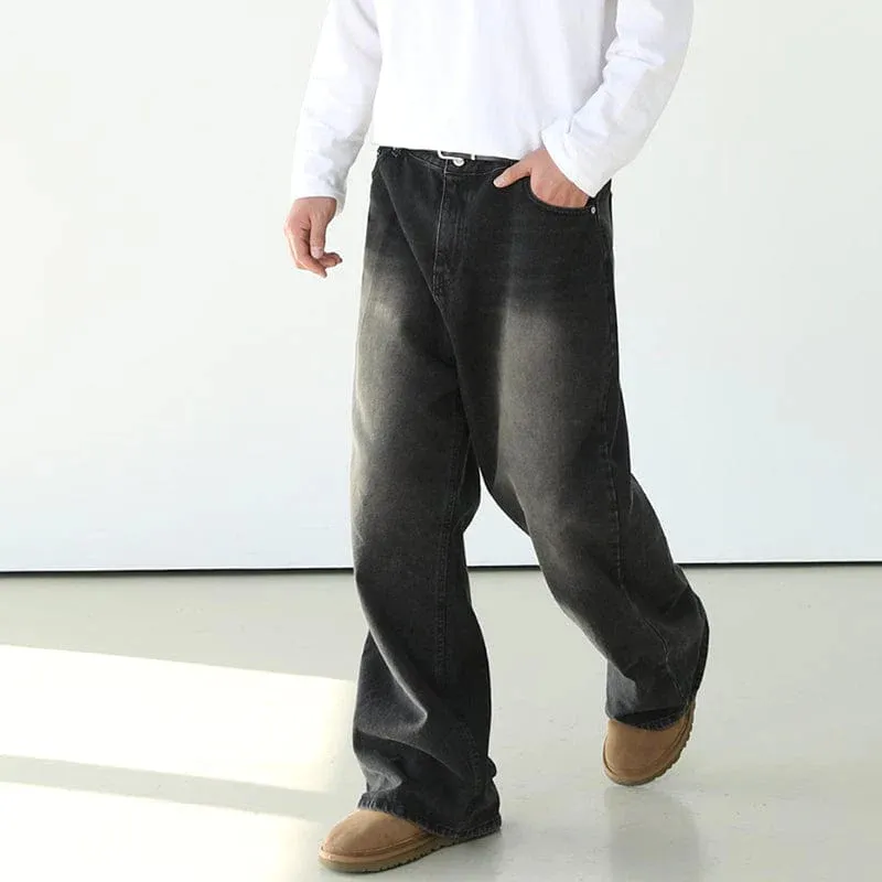 OEM कस्टम लोगो स्ट्रेट वॉश विंटेज बैगी डेनिम जींस पुरुषों के लिए लूज़ स्ट्रेट-लेग पैंट हिप हॉप डेनिम पैंट पुरुषों के लिए