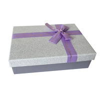 Boîte Cadeau Rectangulaire en Papier Décorée d'un Nœud en Ruban de Soie Violet, Emballage de Luxe pour Mariage, Anniversaire, Fiançailles