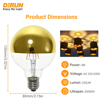 Ampoules à filament G80 G95 G125 sans ombre, écologiques, 220-240V, 4W 6W 8W, revêtement doré, idéales pour les lieux spéciaux